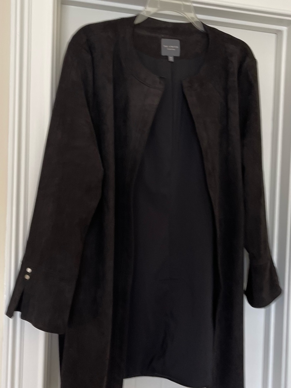 The Limited Black Suede Open-Front Trench Coat